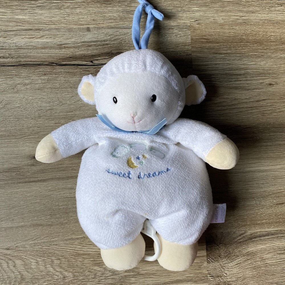 Carter’s Plush White Lamb Sweet Dreams Musical Pull Plush Works Baby Nursery